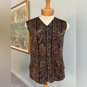 Vintage Jessica Paisley Vest – 90s Boho Tie-Back Waistcoat
